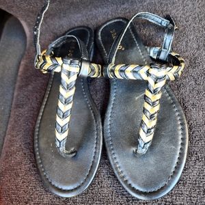 Bamboo black and gold sandals size 7